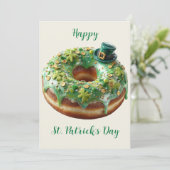 Frohen St. Patrick's Day Donut mit Koboldmütze Einladung (Stehend Vorderseite)