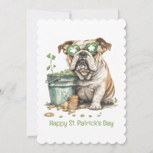 Frohen St. Patrick's Day Englische Bulldogge Feiertagskarte