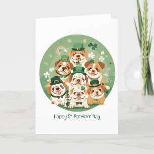 Frohen St. Patrick's Day Englische Bulldoggen Feiertagskarte