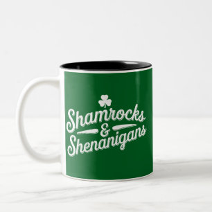Frohen St. Patrick's Day Glücksklee&Scherereien Zweifarbige Tasse