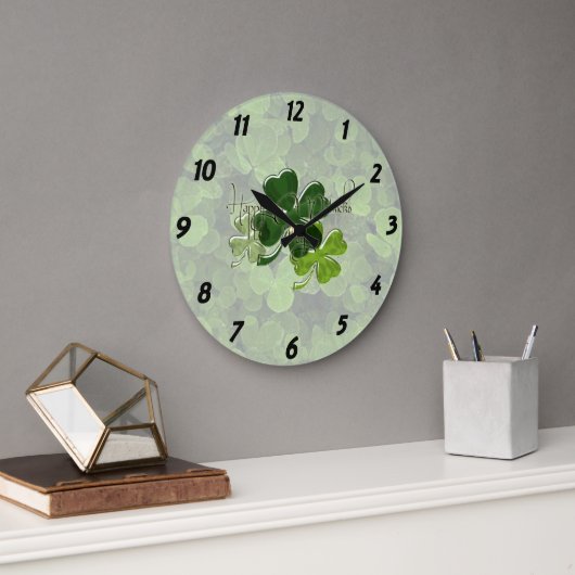 Frohen St. Patrick's Day Große Wanduhr (Büro)