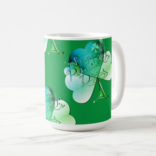 "Frohen St. Patrick's Day" Handgeschrieben mit Sha Kaffeetasse (VorderseiteRechts)