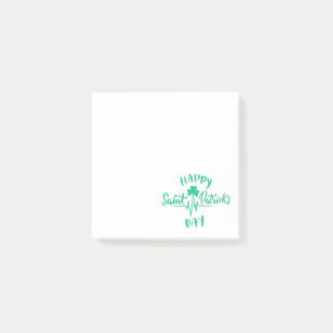 Frohen St. Patrick's Day Herzschlag Puls Kleeblatt Post-it Klebezettel