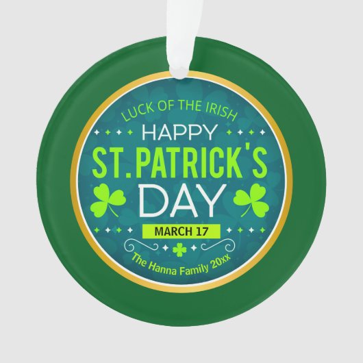 FROHEN ST. PATRICK'S DAY, "IRISCHES GLÜCK" ORNAMENT (Vorderseite)