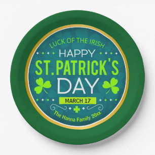 FROHEN ST. PATRICK'S DAY, "IRISCHES GLÜCK" PAPPTELLER