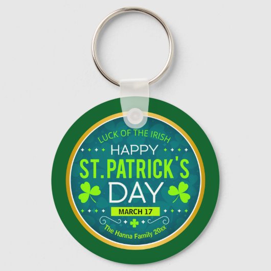 FROHEN ST. PATRICK'S DAY, "IRISCHES GLÜCK" SCHLÜSSELANHÄNGER (Vorderseite)