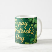 Frohen St. Patrick's Day Kleeblatt-Design Kaffeetasse (VorderseiteRechts)