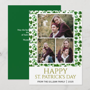 Frohen St. Patrick's Day Kleeblatt Familie 3 Foto Feiertagskarte