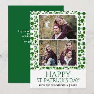 Frohen St. Patrick's Day Kleeblatt Familie 3 Foto Feiertagskarte