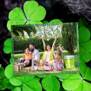 Frohen St. Patricks Day Kleeblatt Familienfoto  Feiertagskarte