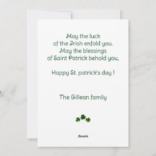 Frohen St. Patrick's Day Kleeblatt Kinderfoto  Feiertagskarte
