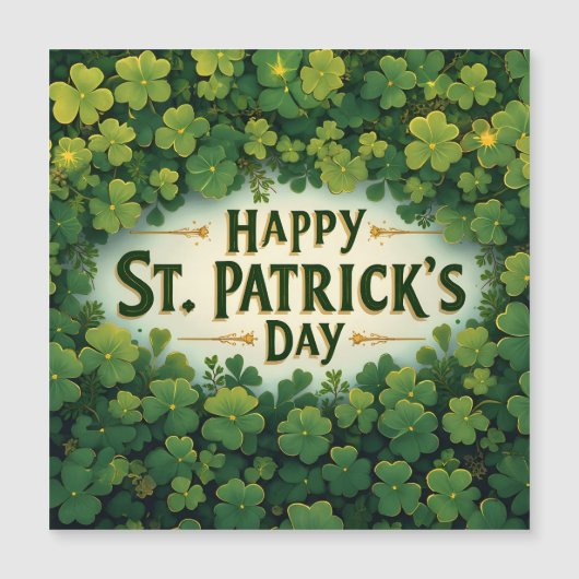 Frohen St. Patrick's Day Kleeblatt Kunst Magnetkarte (Vorderseite)