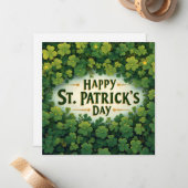 Frohen St. Patrick's Day Kleeblatt Kunst Mitteilungskarte (Vorderseite/Rückseite Beispiel)