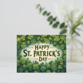 Frohen St. Patrick's Day Kleeblatt Kunst Postkarte (Stehend Vorderseite)