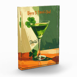 Frohen St. Patrick's Day Kleeblatt Martini Fotoblock