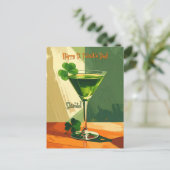 Frohen St. Patrick's Day Kleeblatt Martini Postkarte (Stehend Vorderseite)
