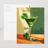 Frohen St. Patrick's Day Kleeblatt Martini Postkarte (Vorne/Hinten)