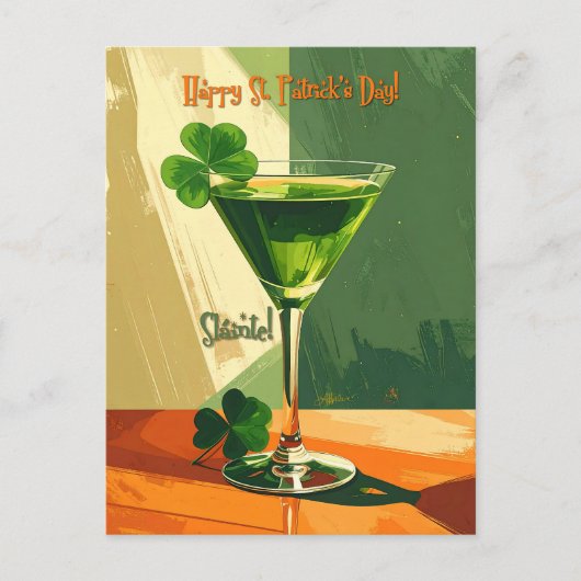 Frohen St. Patrick's Day Kleeblatt Martini Postkarte (Vorderseite)