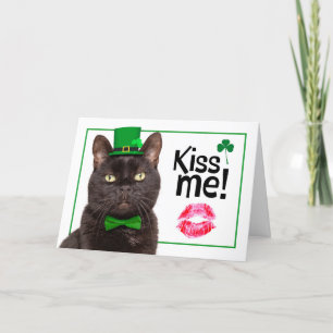 Frohen St. Patrick's Day Küss mich Katze im grünen Feiertagskarte