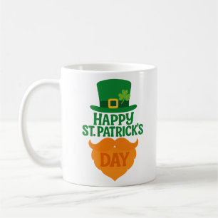 Frohen St. Patrick's Day Leprechaun-Bart und Hut Kaffeetasse