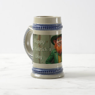 Frohen St. Patrick's Day Leprechaun Bierglas