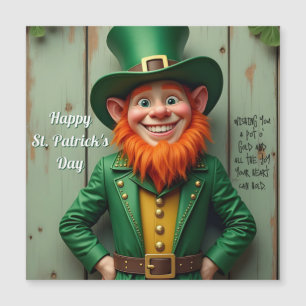 Frohen St. Patrick's Day Leprechaun Magnetkarte
