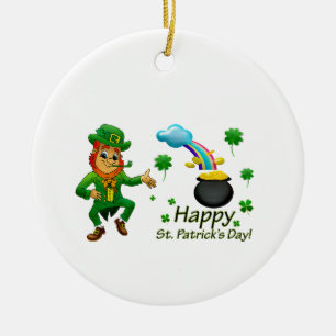 Frohen St. Patrick's Day Leprechaun Regenbogen  Keramik Ornament