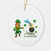 Frohen St. Patrick's Day Leprechaun Regenbogen Keramik Ornament (Links)