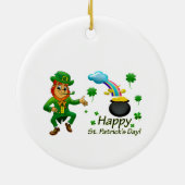 Frohen St. Patrick's Day Leprechaun Regenbogen Keramik Ornament (Hinten)