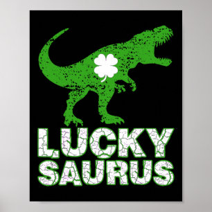 Frohen St. Patrick's Day Luckysaurus Dinosaur Sham Poster