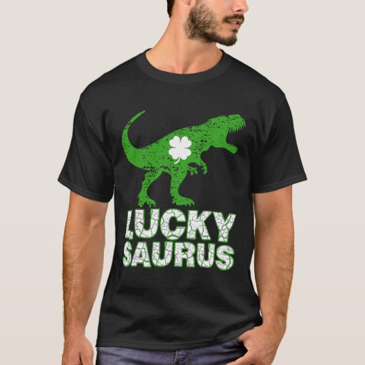 Frohen St. Patrick's Day Luckysaurus Dinosaur Sham T-Shirt (Vorderseite)