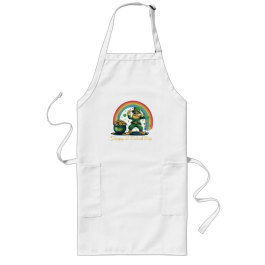 Frohen St. Patrick's Day Lustiger Kobold Lange Schürze (Vorne)
