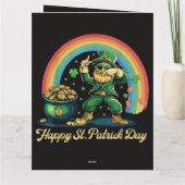Frohen St. Patrick's Day Lustiger Leprechaun Dankeskarte (Rückseite)
