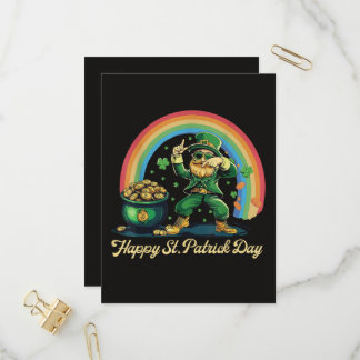 Frohen St. Patrick's Day Lustiger Leprechaun Einladungspostkarte
