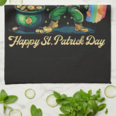 Frohen St. Patrick's Day Lustiger Leprechaun Geschirrtuch (Gefaltet)