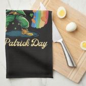 Frohen St. Patrick's Day Lustiger Leprechaun Geschirrtuch (Viertel Falte)