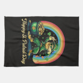Frohen St. Patrick's Day Lustiger Leprechaun Geschirrtuch (Horizontal)
