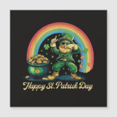 Frohen St. Patrick's Day Lustiger Leprechaun Magnetkarte (Vorderseite)