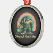 Frohen St. Patrick's Day Lustiger Leprechaun Ornament Aus Metall (Links)