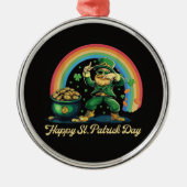 Frohen St. Patrick's Day Lustiger Leprechaun Ornament Aus Metall (Vorne)