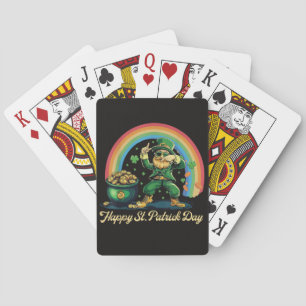 Frohen St. Patrick's Day Lustiger Leprechaun Spielkarten