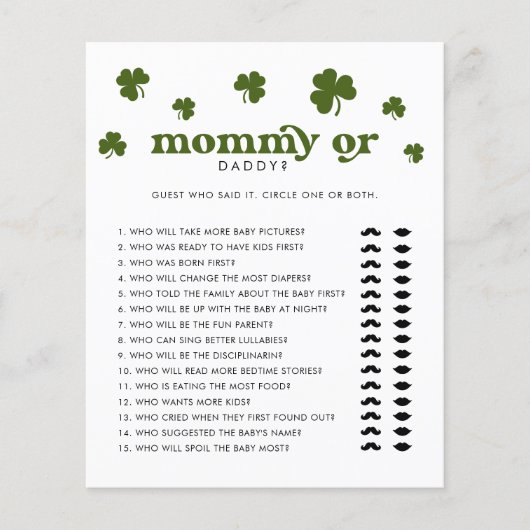 Frohen St. Patrick's Day Mami oder Papi (Vorderseite)