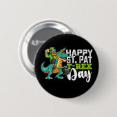 Frohen St. Patrick's Day Pat T Rex Dinosaur Button (Vorne & Hinten)