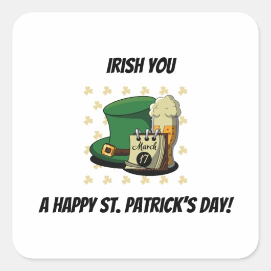 Frohen St. Patrick's Day Quadratischer Aufkleber (Vorderseite)