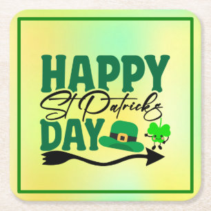Frohen St. Patrick's Day Rechteckiger Pappuntersetzer
