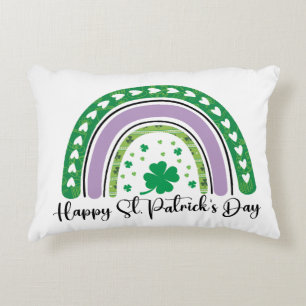 Frohen St. Patrick's Day Retro Shamrock Regenbogen Dekokissen