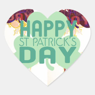 Frohen St. Patrick's Day Schöne Kunst drucke Herz-Aufkleber