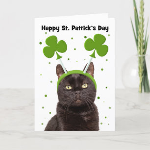 Frohen St. Patrick's Day Schwarze Katze in Shamroc Feiertagskarte