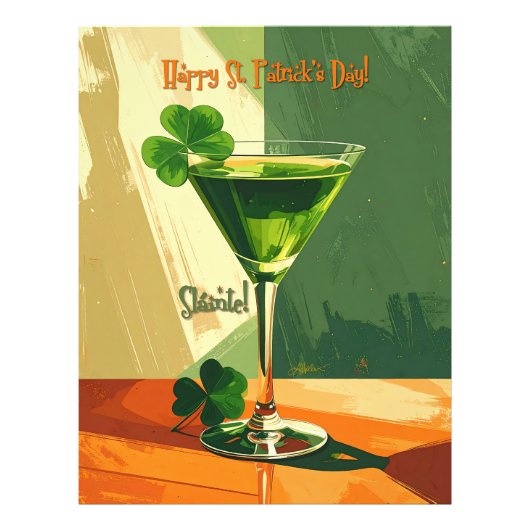 Frohen St. Patrick's Day Shamrock Martini Fotodruck (Vorne)