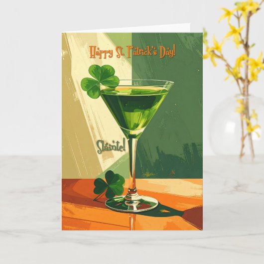 Frohen St. Patrick's Day Shamrock Martini  Karte (Gelbe Blume)